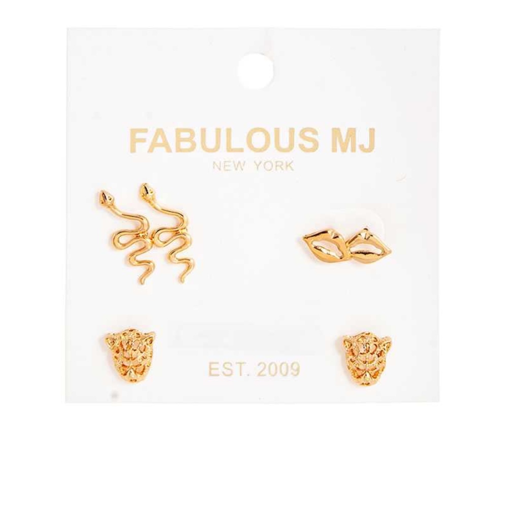 Chic Stud Gold Earring Set